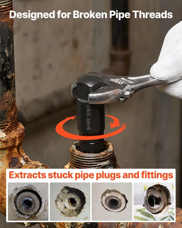 Alt view image 4 of 8 - VEVOR Pipe Extractor Set, 9 Pieces Heavy Duty Steel Broken Pipe Extractors, with Solid Storage Case, Cr-Mo Steel for Removing 1/8" to 1" Damaged Threaded Pipes and Fittings, for Plumbers Mechanics DIY
