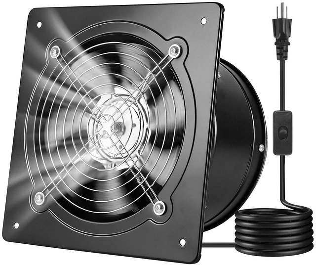 Main image of VEVOR 8 Inch Exhaust Fan, 576 CFM High Velocity Wall Mount Vent Fan with On/Off Control, Low Consumption, Portable Ventilation Extractor for Attic,Garage,Basement,Workshop,Kitchen, Chicken Coop,Black