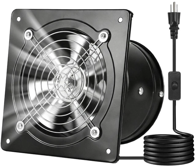 Main image of VEVOR 6 Inch Exhaust Fan, 308 CFM High Velocity Wall Mount Vent Fan with On/Off Control, Low Consumption, Portable Ventilation Extractor for Attic,Garage,Basement,Workshop,Kitchen, Chicken Coop,Black