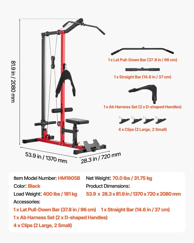 Alt view image 7 of 8 - VEVOR LAT Pull Down Machine, 3-in-1 Row Cable Machine, Cable Machines Home Gym with 3-Level Adjustable Seat, 4-Level Adjustable Foam Roller, Load 400 lbs Lat Tower for Back, Chest, Tricep, Black