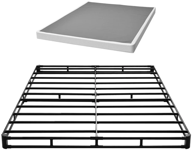 Main image of VEVOR Box Spring, Queen Size Bed Frame with Washable Fabric Cloth, Heavy Duty Metal Frame for Queen Bed, 4 in Mattress Foundation, 3500 lbs Max Weight Capacity, Easy Assembly, 79.1 L x 59.4 W x 4 H in