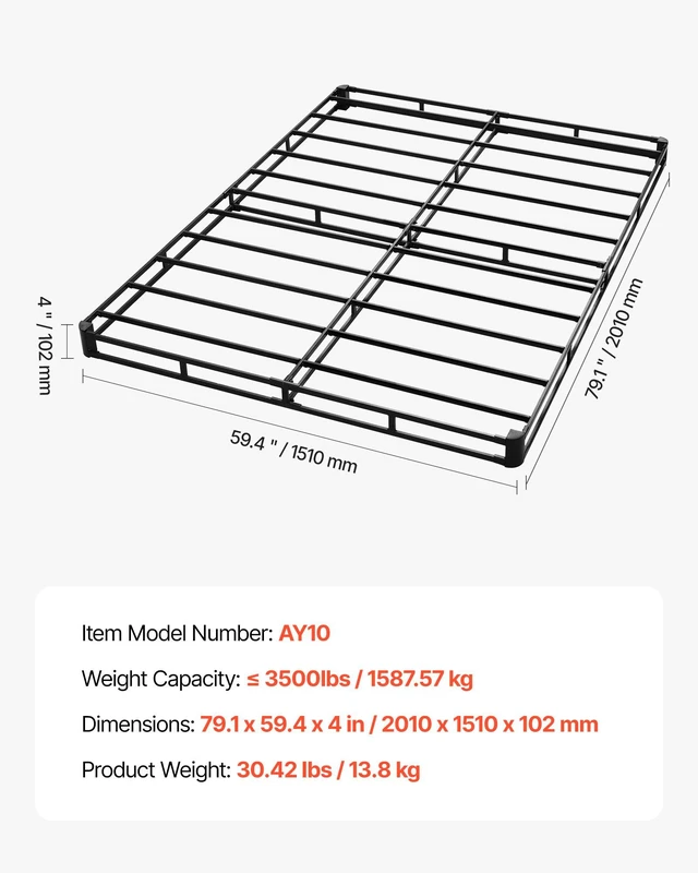 Alt view image 7 of 8 - VEVOR Box Spring, Queen Size Bed Frame with Washable Fabric Cloth, Heavy Duty Metal Frame for Queen Bed, 4 in Mattress Foundation, 3500 lbs Max Weight Capacity, Easy Assembly, 79.1 L x 59.4 W x 4 H in