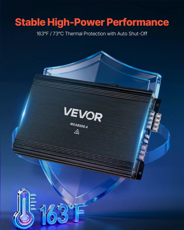 Alt view image 4 of 8 - VEVOR 4 Channel Car Audio Amplifier 2 Ohm Stable Bridgeable Class A/B Full Range Amp Max Power 4 x 250W @ 4 Ohm / 4 x 500W @ 2 Ohm for Car SUV Truck Off-Road