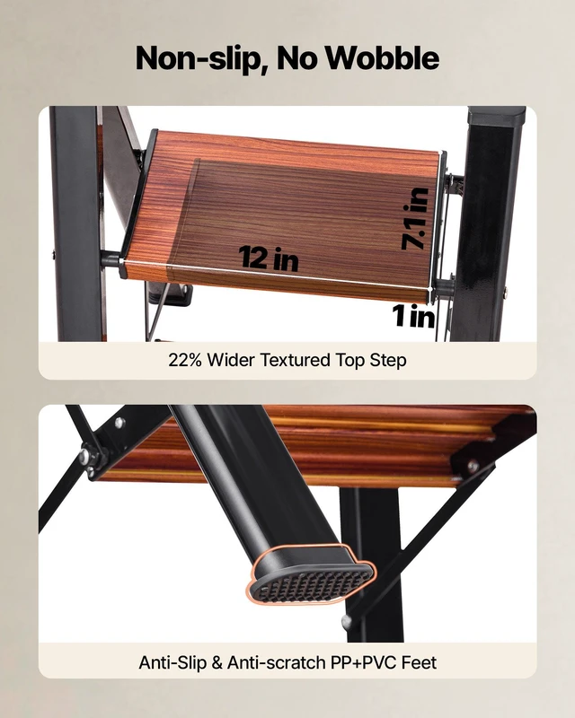 Alt view image 3 of 8 - VEVOR 2 Step Ladder, Folding Step Stool with Wide Anti-Slip Pedal and Comfort Handgrip, Lightweight 330 lbs Capacity Portable Aluminum Plant Support, Multi-Use for Adults, Home Repairing, Cleaning