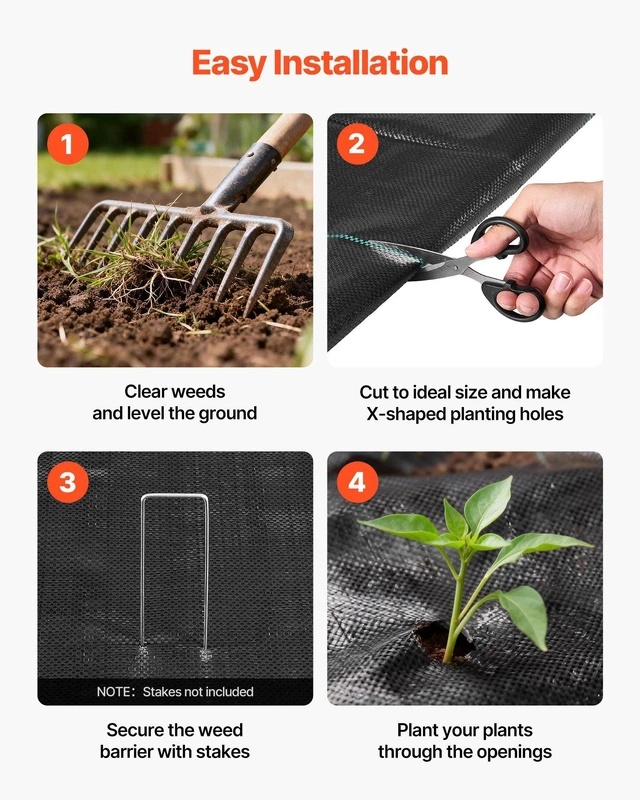 Alt view image 6 of 8 - VEVOR Weed Barrier Fabric Heavy Duty, 1.3x100FT 3.2oz Landscape Fabric, Woven Weed Blocker Fabrics, Garden Fabrics Weeds Barrier, Weeds Control Ground Cover, Geotextile Webbing, Gardening Mat, Black