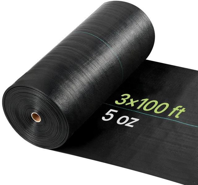Main image of VEVOR Weed Barrier Fabric Heavy Duty, 3x100FT 5oz Landscape Fabric, Woven Weed Blocker Fabrics, Garden Fabrics Weeds Barrier, Weeds Control Ground Cover, Geotextile Webbing, Gardening Mat, Black