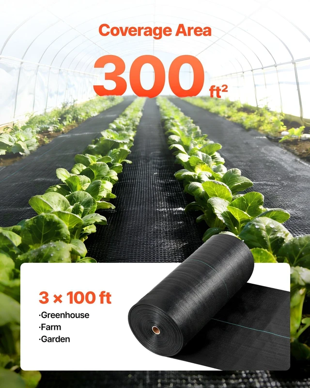 Alt view image 3 of 8 - VEVOR Weed Barrier Fabric Heavy Duty, 3x100FT 5oz Landscape Fabric, Woven Weed Blocker Fabrics, Garden Fabrics Weeds Barrier, Weeds Control Ground Cover, Geotextile Webbing, Gardening Mat, Black