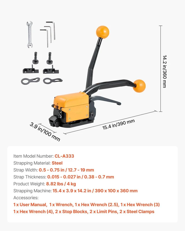 Alt view image 7 of 8 - VEVOR Banding Strapping Kit, Heavy Duty A3 Steel Banding Sealer Tool with Adjustable Width, Manual Metal Pallet Packaging Strapping Kit for Warehouse, Transportation, Industrial Bundling, Home Use