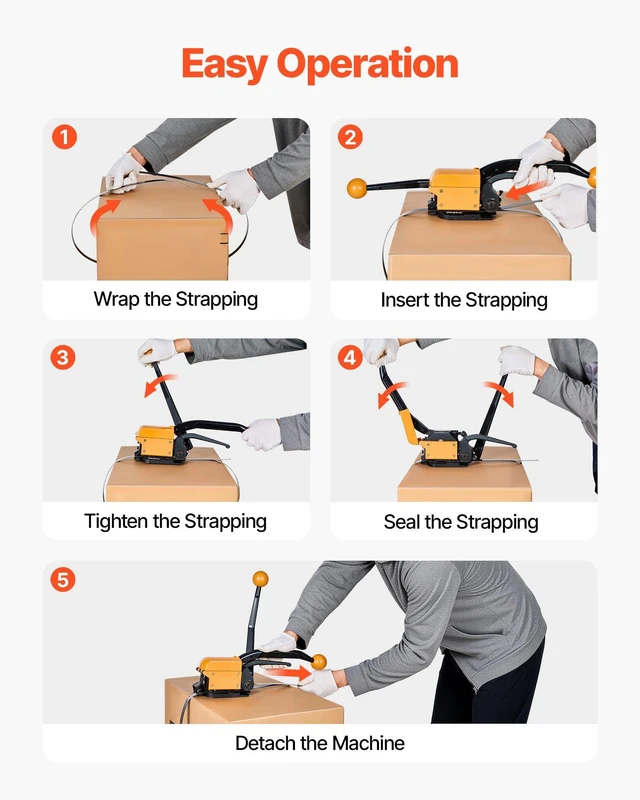 Alt view image 4 of 8 - VEVOR Banding Strapping Kit, Heavy Duty A3 Steel Banding Sealer Tool with Adjustable Width, Manual Metal Pallet Packaging Strapping Kit for Warehouse, Transportation, Industrial Bundling, Home Use