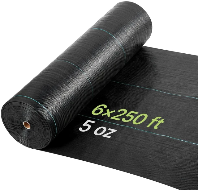 Main image of VEVOR Weed Barrier Fabric Heavy Duty, 6x250FT 5oz Landscape Fabric, Woven Weed Blocker Fabrics, Garden Fabrics Weeds Barrier, Weeds Control Ground Cover, Geotextile Webbing, Gardening Mat, Black