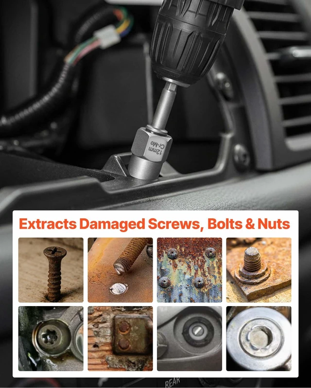Alt view image 6 of 8 - VEVOR Screw Extractor Set with Drill Bits, 65 Pieces, Easy Out Nut Bolt Extractors and Drill Bits, with Adapters, Solid Storage Case, Cr-Mo Steel for Removing Rounded, Broken, or Stripped Fasteners