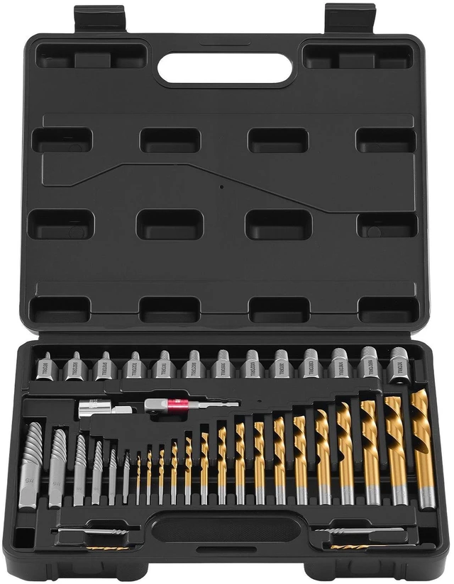 Main image of VEVOR Screw Extractor Set with Drill Bits, 41 Pieces, Easy Out Bolt Extractors and Drill Bits, with Adapters, Solid Storage Case, Cr-Mo Steel for Removing Rounded, Broken, or Stripped Bolts, Screws