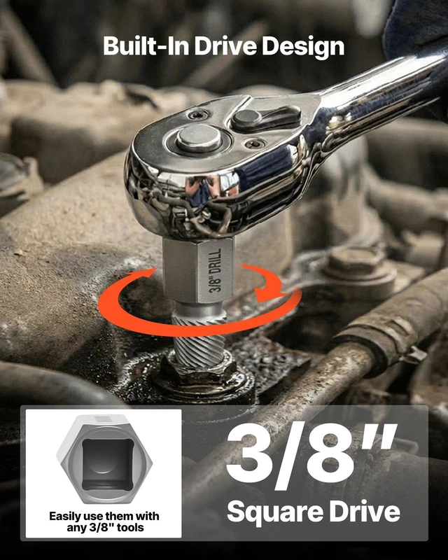 Alt view image 4 of 8 - VEVOR Screw Extractor Set with Drill Bits, 41 Pieces, Easy Out Bolt Extractors and Drill Bits, with Adapters, Solid Storage Case, Cr-Mo Steel for Removing Rounded, Broken, or Stripped Bolts, Screws