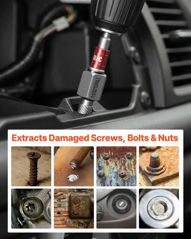 Alt view image 6 of 8 - VEVOR Screw Extractor Set with Drill Bits, 41 Pieces, Easy Out Bolt Extractors and Drill Bits, with Adapters, Solid Storage Case, Cr-Mo Steel for Removing Rounded, Broken, or Stripped Bolts, Screws