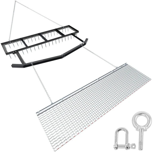 Main image of VEVOR Drag Harrow, 6 ft Tow-Behind Driveway Grader with Chain Harrow, Adjustable Width & 80lbs Load Capacity, Heavy Duty Lawn Leveling Rake, Fits ATVs UTVs Tractors, for Gravel Driveway Field