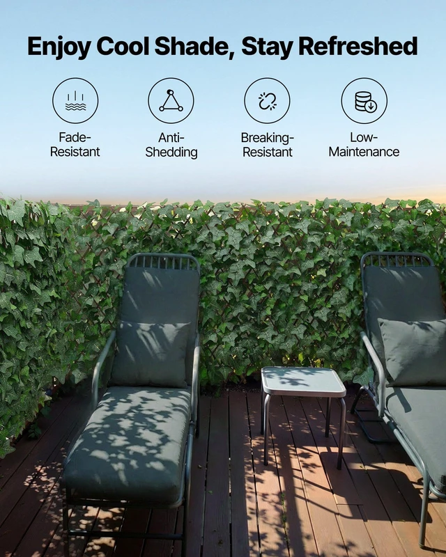 Alt view image 5 of 8 - VEVOR Expandable Fence Privacy Screen, 25 x 126 in Expand Artificial Plant Wall, Realistic Artificial Ivy Panel with 50 Zip Ties, Decorative Faux Greenery Backdrop Hedges for Balcony Patio Outdoor