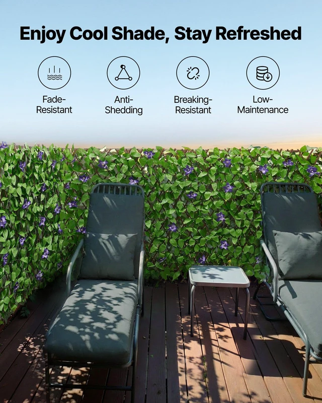 Alt view image 4 of 7 - VEVOR Expandable Fence Privacy Screen, 25.5 x 122 in Expand Artificial Plant Wall, Realistic Artificial Ivy Panel with 50 Zip Ties, Decorative Faux Greenery Backdrop Hedges for Balcony Patio Outdoor