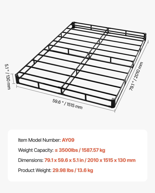 Alt view image 7 of 8 - VEVOR Box Spring, Queen Size Bed Frame with Washable Fabric Cloth, Heavy Duty Metal Frame for Queen Bed, 5.1 in Mattress Foundation, 3500 lbs Max Weight Capacity, Easy Assembly, 79.1 x 59.6 x 5.1 in