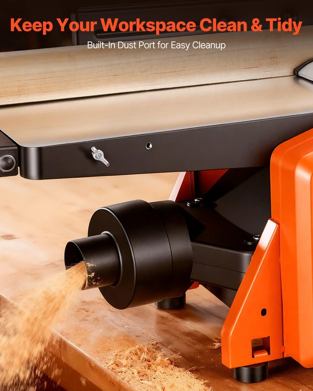 Alt view image 6 of 8 - VEVOR Spiral Benchtop Jointer, 8 Inch, 2 HP 8500 RPM Bench Top Wood Jointer, with 18-Blade Spiral Cutterhead, Extendable Cast Aluminum Table, Up to 1/8 in Depth, Adjustable Fence, for Woodworking DIY