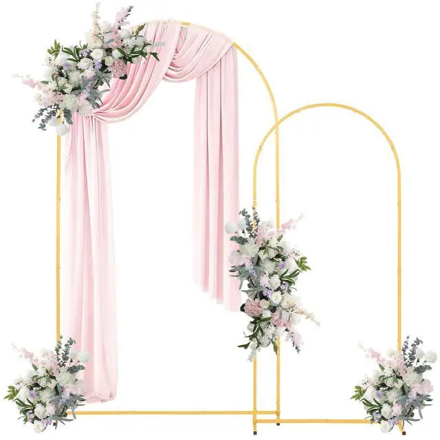 Alt view image 8 of 14 - Arch Backdrop Stand, Set of 2, 7.2 ft and 6 ft, Stable Structure, Easy Assembly, Gold Metal Arch Backdrop Stand for Wedding, Birthday Party, Graduation, Celebration, and Ceremony Decoration