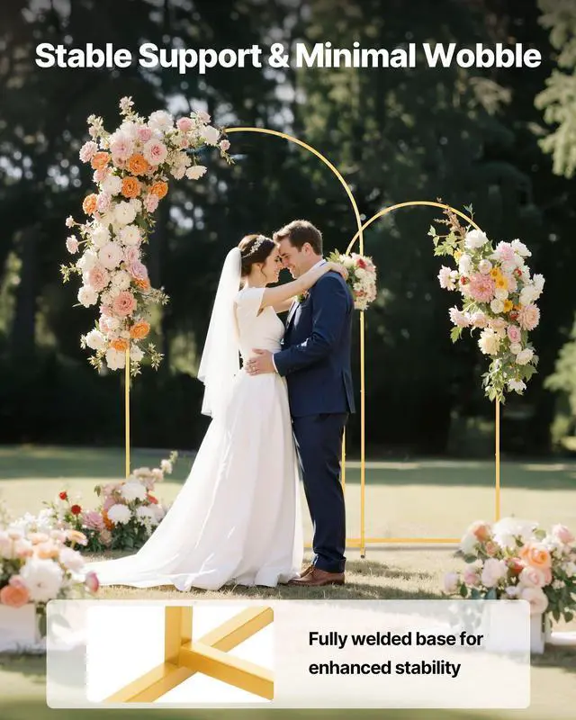 Alt view image 11 of 14 - Arch Backdrop Stand, Set of 2, 7.2 ft and 6 ft, Stable Structure, Easy Assembly, Gold Metal Arch Backdrop Stand for Wedding, Birthday Party, Graduation, Celebration, and Ceremony Decoration