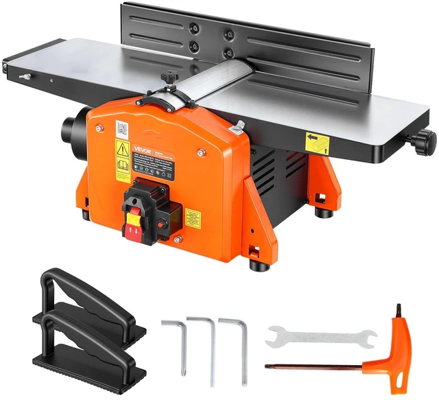 Main image of VEVOR Spiral Benchtop Jointer, 8 Inch, 2 HP 8500 RPM Bench Top Wood Jointer, with 18-Blade Spiral Cutterhead, Extendable Cast Aluminum Table, Up to 1/8 in Depth, Adjustable Fence, for Woodworking DIY
