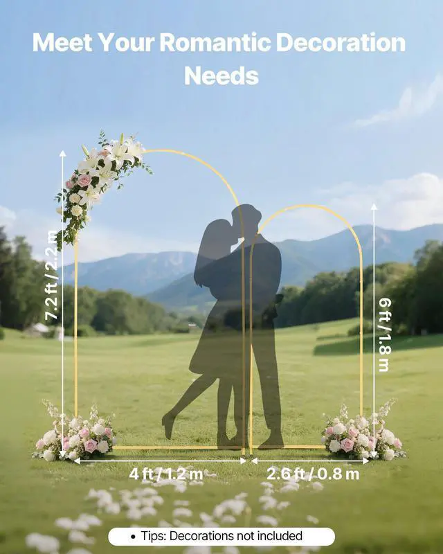 Alt view image 9 of 14 - Arch Backdrop Stand, Set of 2, 7.2 ft and 6 ft, Stable Structure, Easy Assembly, Gold Metal Arch Backdrop Stand for Wedding, Birthday Party, Graduation, Celebration, and Ceremony Decoration