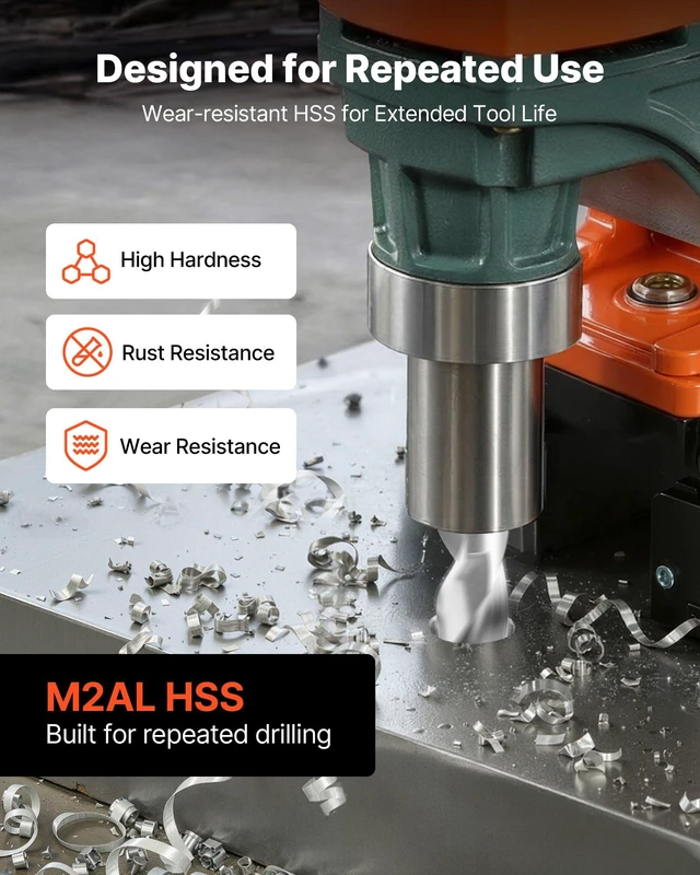 Alt view image 2 of 8 - VEVOR Annular Cutter Set, 6 pcs Weldon Shank Mag Drill Bits Kit, 2" Cutting Depth,1/4" to 9/16" Cutting Diameter, HSS, 6 Drill Bits with Plastic Case, for Magnetic Drills, Steel, Aluminum, Copper