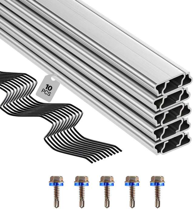 Main image of VEVOR Greenhouse Spring Wire and Lock Channel, 10 Packs 6.56 ft PVC-Coated Wiggle Wire & Aluminum Alloy Channel Bundle Kit with Included Screws, 0.05 in Thickened, Poly Film & Shade Cloth Attachments