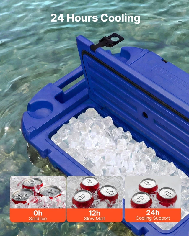 Alt view image 3 of 8 - VEVOR Floating Cooler, 40 QT Floating Ice Chest with Dry Storage, Wheels & Tow Rope, Premium LLDPE Amphibious Drink Cooler for Water & Land, Cruise Stable on Lake, River, Pool, Beach, Kayak, Deep Blue