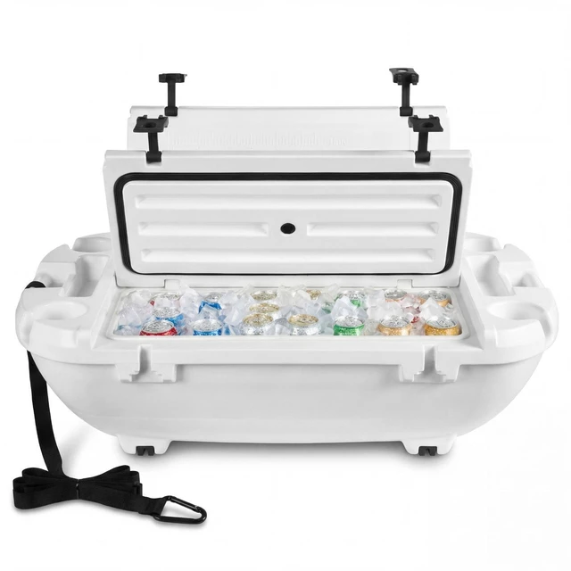 Main image of VEVOR Floating Cooler, 40 QT Floating Ice Chest with Dry Storage & Tow Rope, Premium LLDPE Amphibious Drink Cooler for Water & Land, Cruise Smoothly Stable on Lake, River, Pool, Beach, Kayak, White