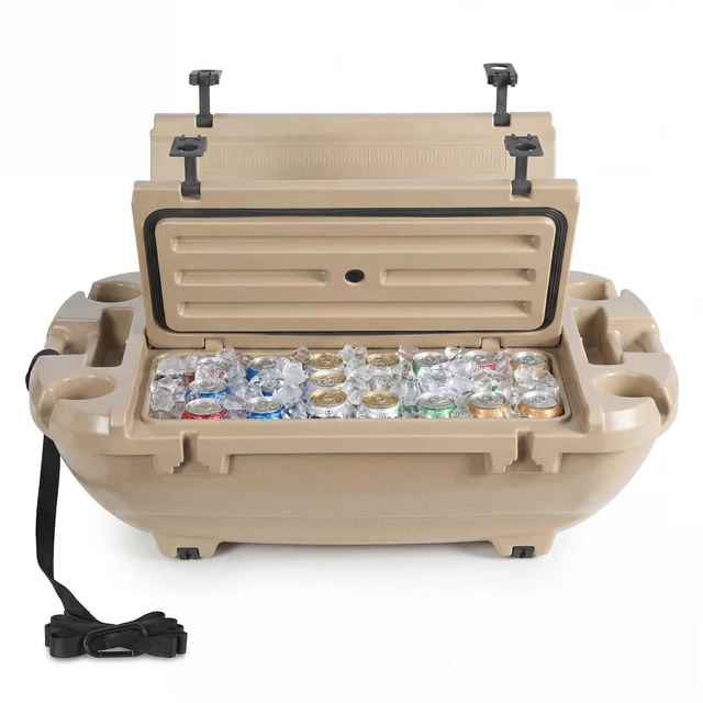 Main image of VEVOR Floating Cooler, 40 QT Floating Ice Chest with Dry Storage & Tow Rope, Premium LLDPE Amphibious Drink Cooler for Water & Land, Cruise Smoothly Stable on Lake, River, Pool, Beach, Kayak, Apricot