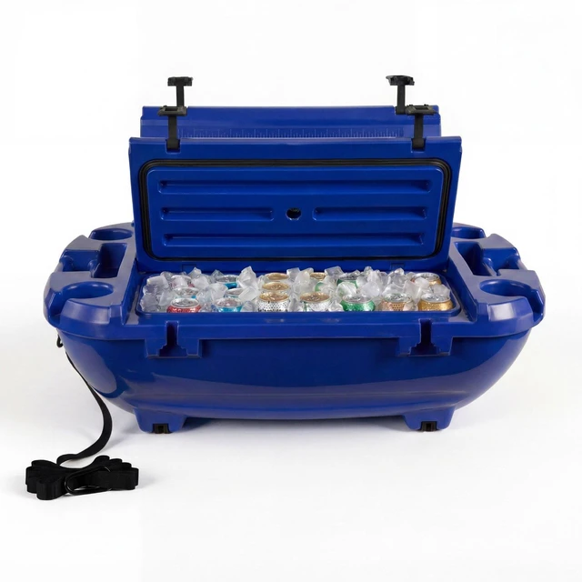 Main image of VEVOR Floating Cooler, 40 QT Floating Ice Chest with Dry Storage & Tow Rope, Premium LLDPE Amphibious Drink Cooler for Water & Land, Smooth Stable Cruiser on Lake, River, Pool, Beach, Kayak, Deep Blue