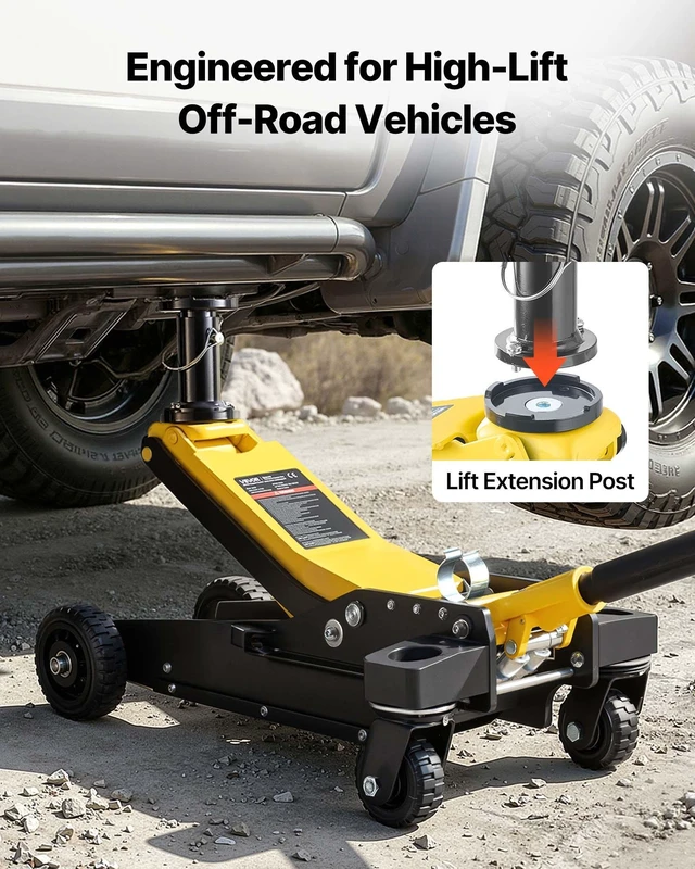 Alt view image 2 of 8 - VEVOR Floor Jack, 3 Ton (6614 lbs) Capacity, Aluminum & Steel Racing Floor Jack with Dual Pistons Quick Lift Pump & Extension Post, Hydraulic Trolley Car Lift for SUV Pickup, Lifting Range 5.9"-29.3"