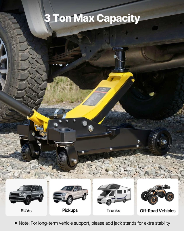 Alt view image 5 of 8 - VEVOR Floor Jack, 3 Ton (6614 lbs) Capacity, Aluminum & Steel Racing Floor Jack with Dual Pistons Quick Lift Pump & Extension Post, Hydraulic Trolley Car Lift for SUV Pickup, Lifting Range 5.9"-29.3"