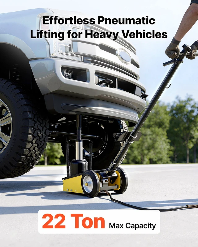 Alt view image 2 of 8 - VEVOR Floor Jack, 22 Ton (48501 lbs) Capacity, Steel Racing Floor Jack with Single Piston Quick Lift Pump & Extension Posts, Air Hydraulic Trolley Car Lift for SUVs, Pickups, Lifting Range 10.4"-21.3"