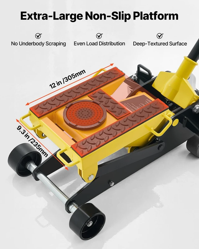 Alt view image 3 of 8 - VEVOR Low Profile Floor Jack, 2 Ton (4409 lbs) Capacity, Steel Racing Floor Jack with Single Piston Quick Lift Pump, Hydraulic Trolley Car Lift for Cars, Motorcycles, ATVs, Lifting Range 5.7"-17"