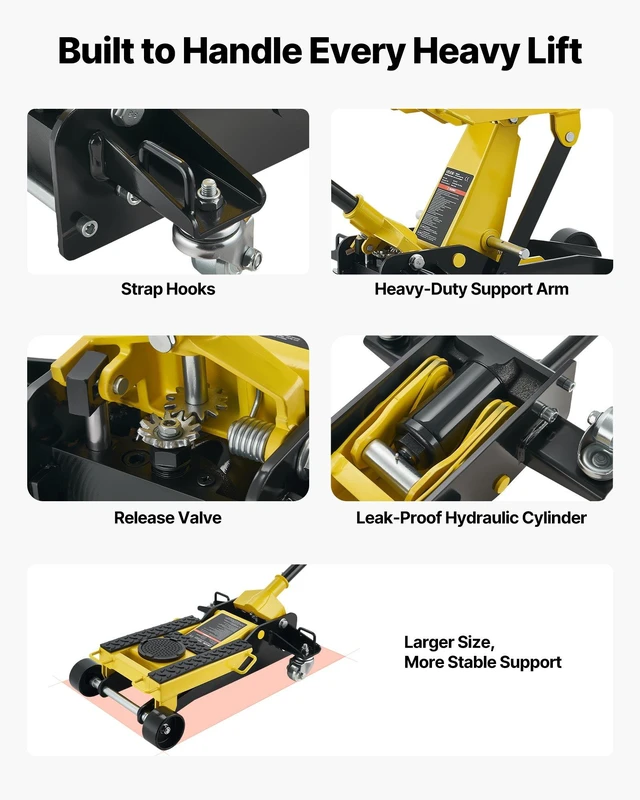 Alt view image 7 of 8 - VEVOR Low Profile Floor Jack, 2 Ton (4409 lbs) Capacity, Steel Racing Floor Jack with Single Piston Quick Lift Pump, Hydraulic Trolley Car Lift for Cars, Motorcycles, ATVs, Lifting Range 5.7"-17"