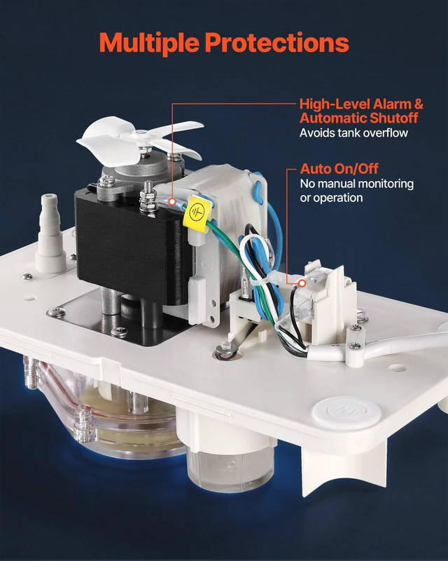 Alt view image 4 of 8 - VEVOR Condensate Pump, 1/12 HP, 90 GPH, 20 ft Lift, 115V Automatic AC Condensation Removal Pump with Safety Switch 20 ft Tubing, for Air Conditioner, Dehumidifier, HVAC, Furnace, Ice Maker Water Drain