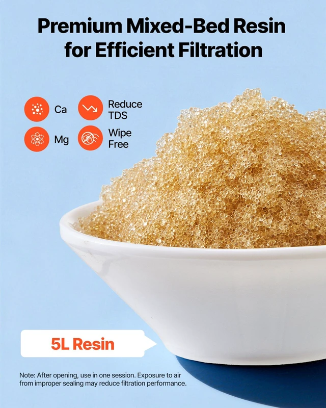 Alt view image 2 of 8 - VEVOR Deionized Resin Filter Refill for Spotless Car Wash System, 5L Mixed-Bed DI Resin Filter Cartridge Refill - Compatible with Refillable Deionized Water System for Cars RVs Boats