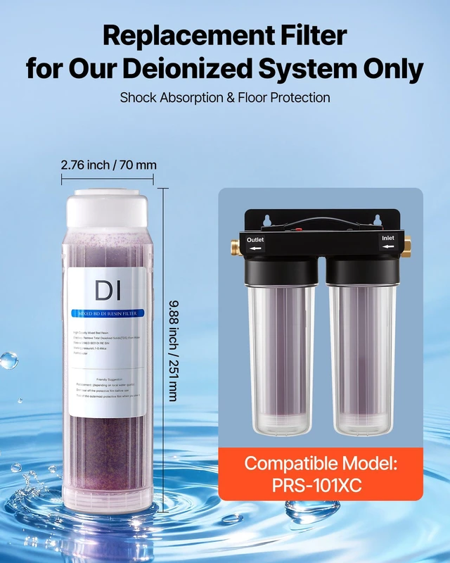 Alt view image 3 of 8 - VEVOR Deionized Filter for Spotless Car Wash System, 2 x 0.5L Color Changing DI Resin Filter Replacement - Compatible with PRS-101XC Deionized Water System for Cars RVs Windows