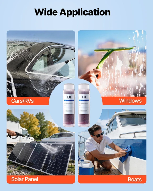 Alt view image 6 of 8 - VEVOR Deionized Filter for Spotless Car Wash System, 2 x 0.5L Color Changing DI Resin Filter Replacement - Compatible with PRS-101XC Deionized Water System for Cars RVs Windows