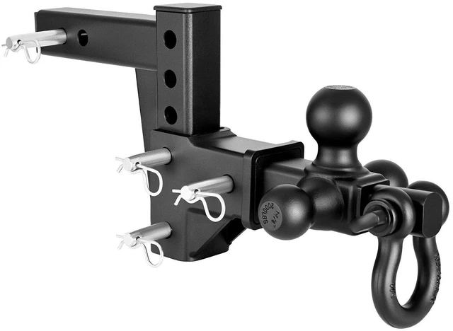 Main image of VEVOR Trailer Hitch Tri Ball Mount with D Shackle, Fit 2 Inch Receiver, 1-7/8 Inch, 2 Inch and 2-5/16 Inch Balls, 10000 lbs GTW, 6 Inch Drop, Towing Hitch for RVs, Off-Road Vehicles and Trucks