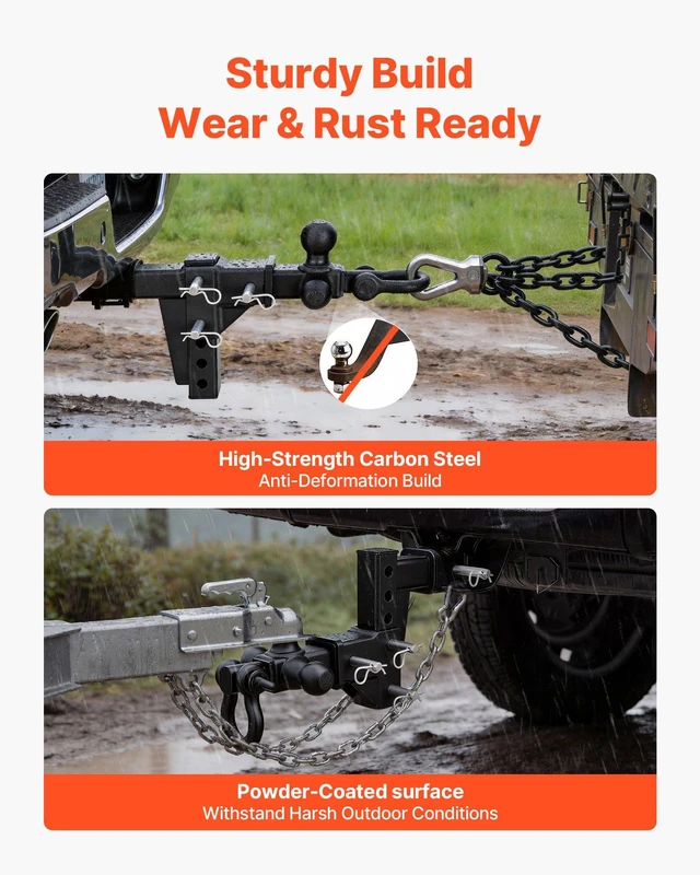Alt view image 6 of 8 - VEVOR Trailer Hitch Tri Ball Mount with D Shackle, Fit 2 Inch Receiver, 1-7/8 Inch, 2 Inch and 2-5/16 Inch Balls, 10000 lbs GTW, 6 Inch Drop, Towing Hitch for RVs, Off-Road Vehicles and Trucks
