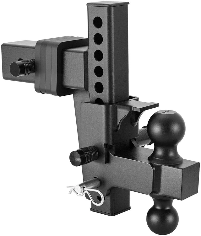 Main image of VEVOR Adjustable Trailer Hitch, Fit 2.5 Inch Receiver, Trailer Hitch Mount with 2 Inch & 2-5/16 Inch Balls, 21000 lbs GTW, 9 Inch Drop, Towing Ball Mounts for RVs, Off-Road Vehicles and Trucks, Black