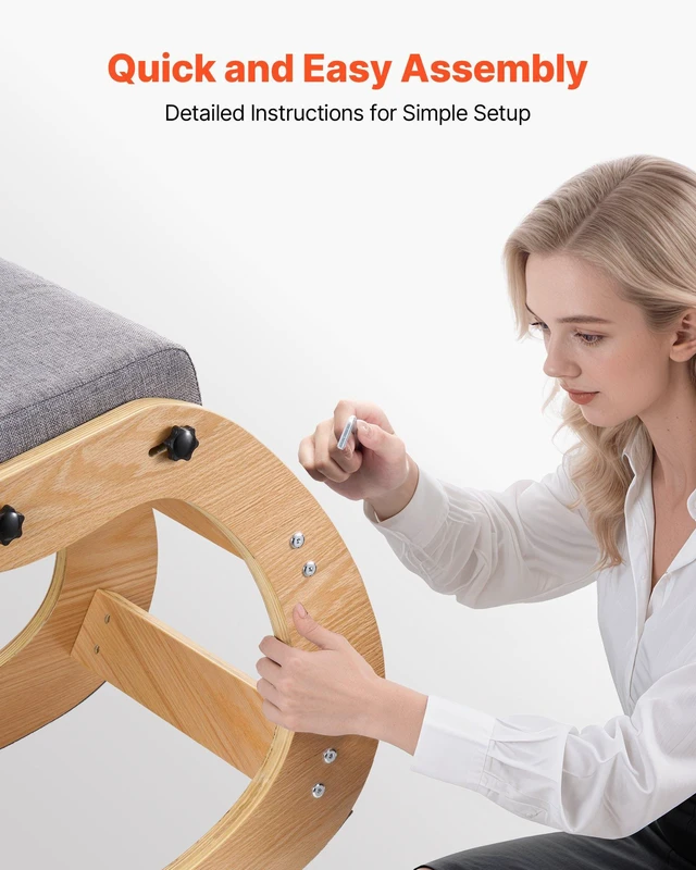 Alt view image 6 of 8 - VEVOR Ergonomic Kneeling Chair, Wooden Posture Knee Chair with Adjustable Thick Foam Cushions & Solid Wood Frame, Adjustable Height, Relief for Neck or Back Pain for Home, Office or Meditation, Gray