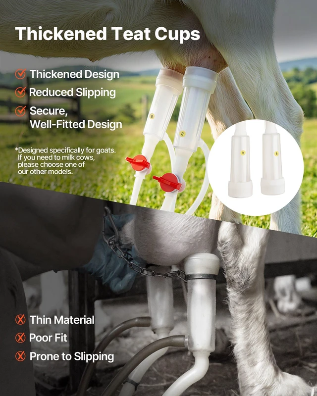 Alt view image 6 of 8 - VEVOR Goat Milking Machine, 0.8 Gal / 3 L Food-Grade Stainless Steel Bucket, with 5200 mAh Rechargeable Battery, 2 Teat Cups, Cordless Portable Pulsation Vaccum Electric Milking Machine for Goats Only