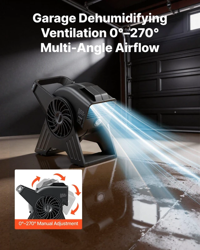 Alt view image 3 of 8 - VEVOR Blower Fan, 13 in Portable Utility Floor Fan, 300 CFM, 3 Speeds, Multi-Angle Airflow, Lightweight Portable High Velocity Air Mover, for Drying, Dehumidifying, Carpets, Air Circulation, Cooling