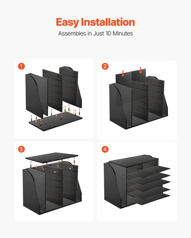 Alt view image 6 of 8 - VEVOR Literature Organizer, 12 Compartments Office Mailbox with Side Vertical Storage, Wooden Mailbox Sorter Made of Particle Board, Countertop Office Home Organizer for File, Document, Paper, Black