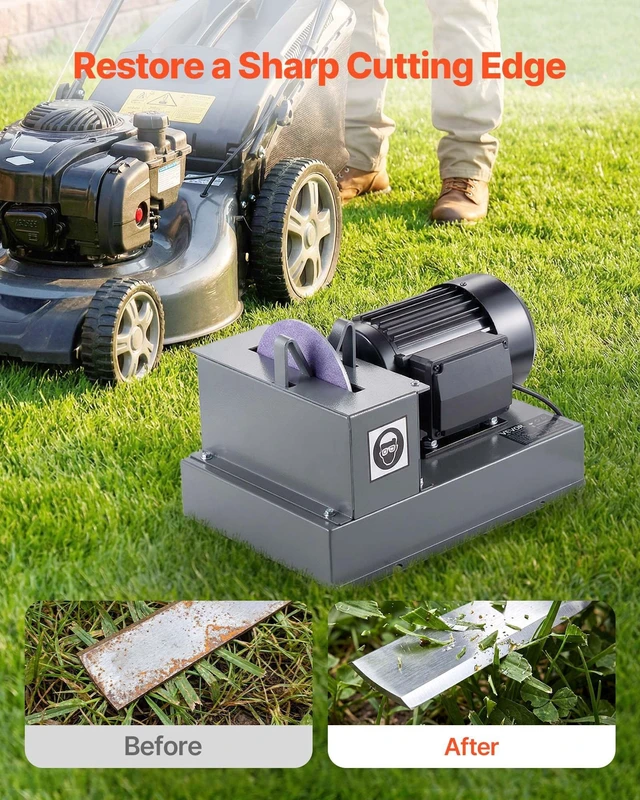 Alt view image 2 of 8 - VEVOR Lawn Mower Blade Sharpener, 2/3HP Lawnmower Blade Grinder with 7" Ceramic Grinding Wheel and Balancer, 30° or 40° Blade Sharpening Machine for High Lift, Low Lift, Gator & Flat Blades